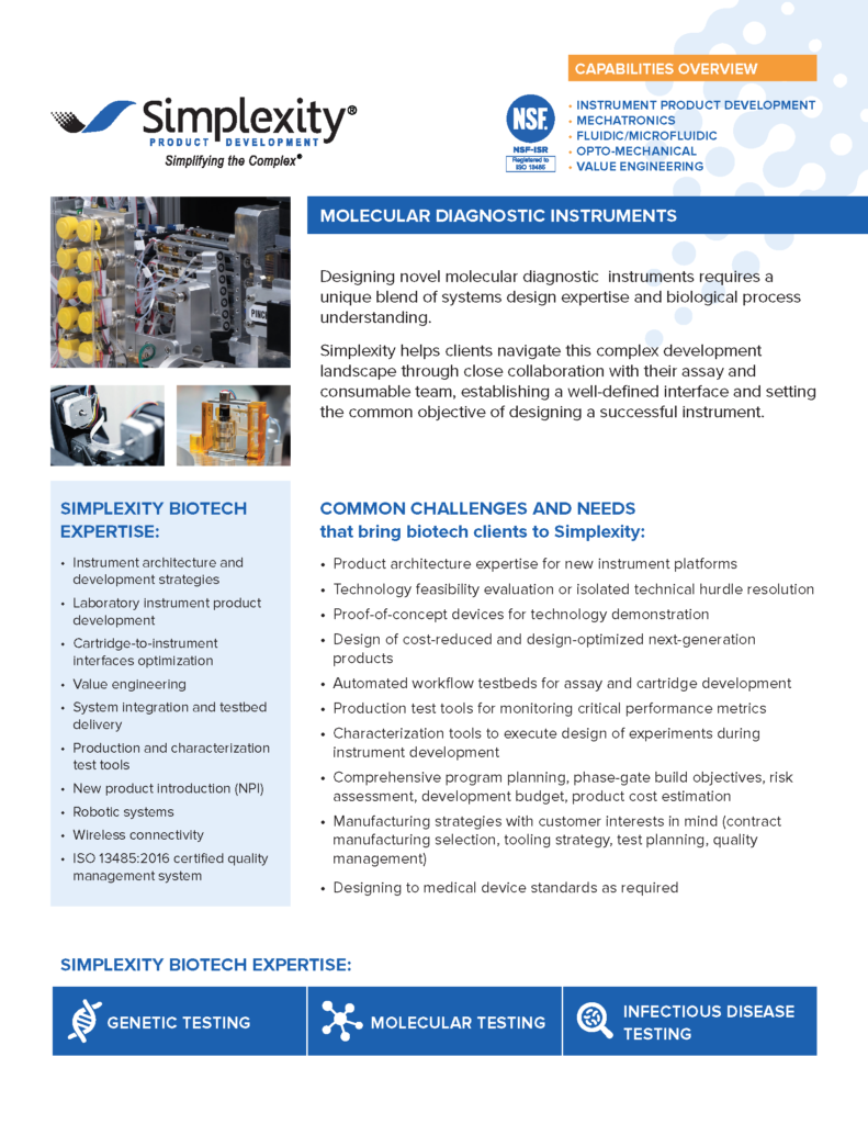 Biotech Product Development and Molecular Diagnostic Instruments 