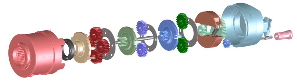 exploded view of the output system 